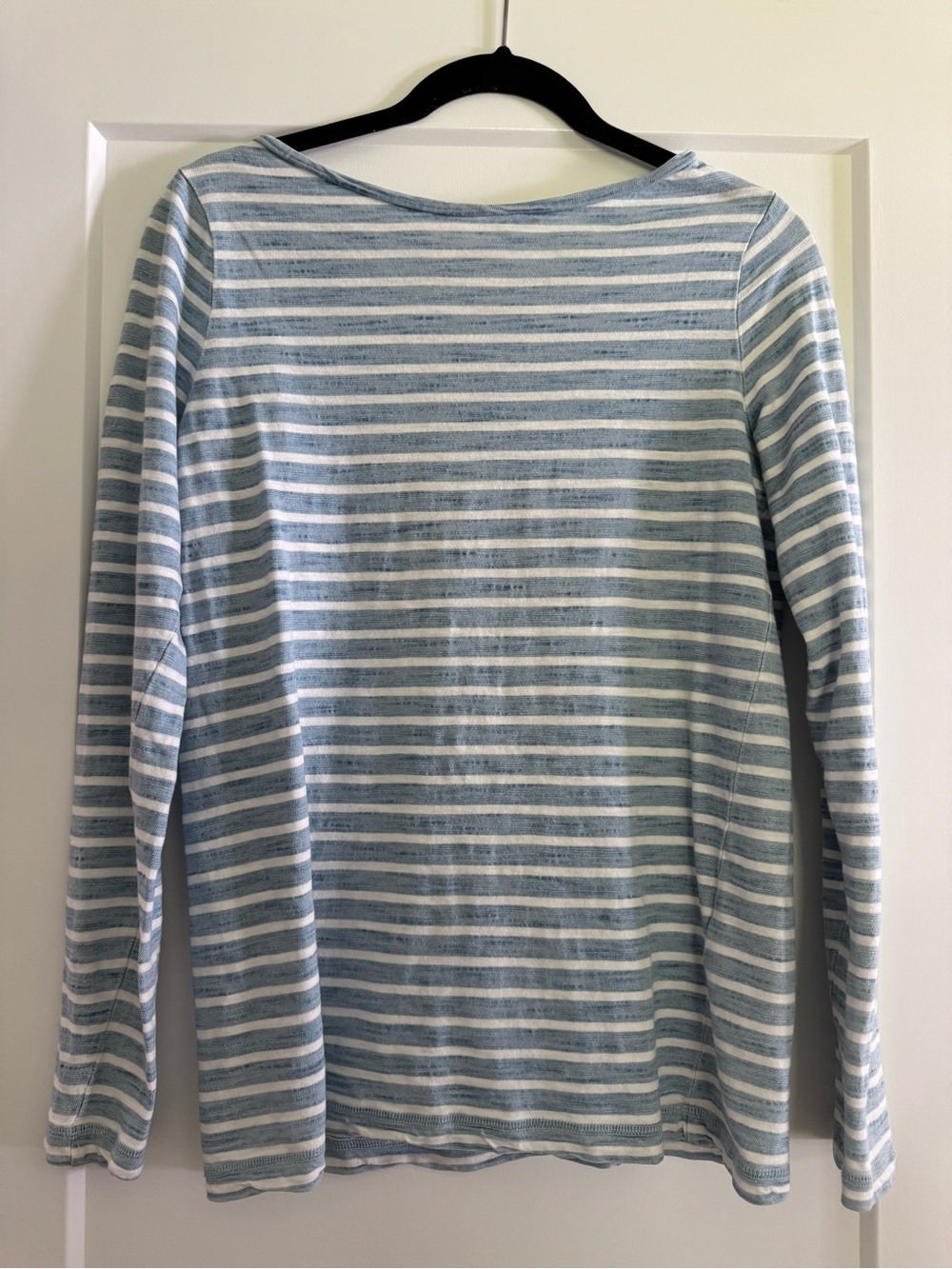 Banana Republic Light Blue and White Striped Boatneck Shirt